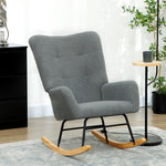 Rocking Chair, Modern Armchair With Backrest For Bedroom, Grey