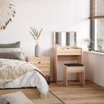 Dressing Table Set Cushioned Stool Flip-up Mirror Chipboard | One Size | Natura