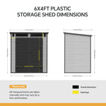 6 X 4ft Outdoor Garden Pent Roof Tool Storage Shed | Dark Grey