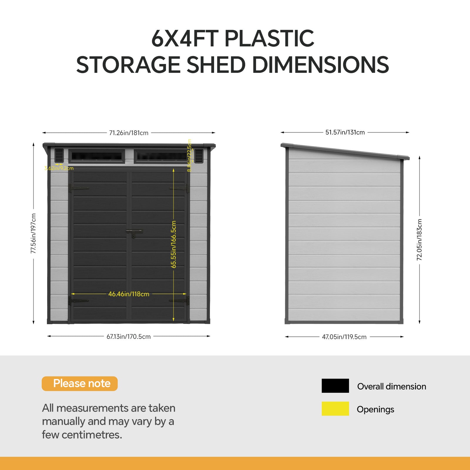 6 X 4ft Outdoor Garden Pent Roof Tool Storage Shed | Dark Grey