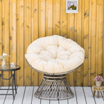 360 Degree Swivel Rattan Papasan Moon Bowl Chair Round | Beige
