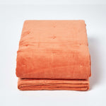 Velvet Cotton Quilted Throw | 125cm x 150cm | Burnt Orange