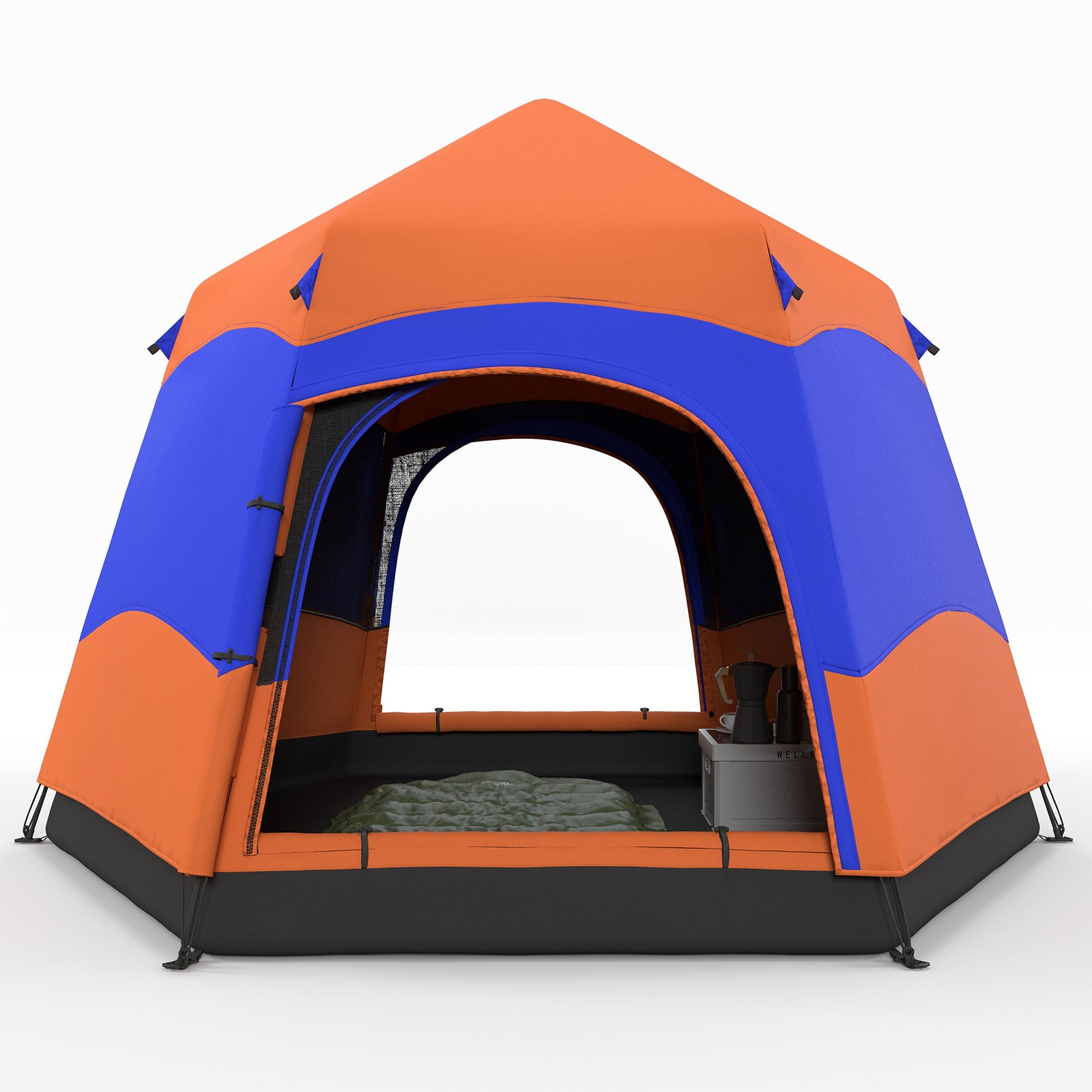4 Person Pop Up Tent Camping Festival Hiking Shelter Family | Orange