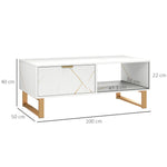 HOMCOM Coffee Table, Living Room Table With Drawer And Open Shelves