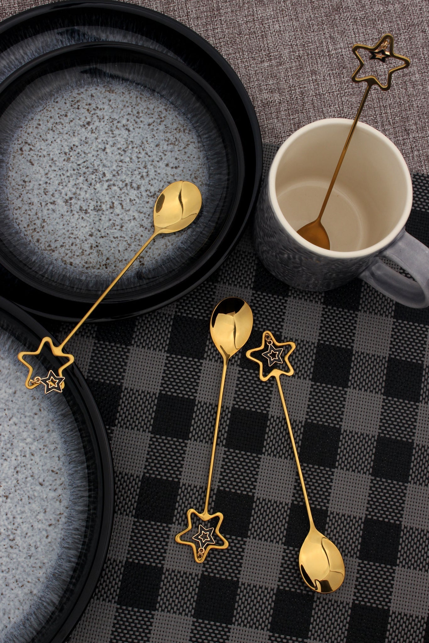 Tea Spoons Set 18/8 Stainless Steel 4pc Teaspoon Set Gold Star Christmas Gift | Gold