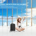 55x35x20cm Hard Case Bubble Carry On Suitcase - 100+ Airline Approved | Cabin | Black