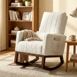 HOMCOM Rocking Chair For Adults, Lounge Rocker W/ Lumbar Pillow, Cream White