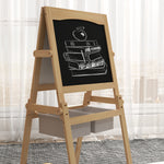 3 In 1 Kids Easel With Paper Roll, Storage Baskets - Natural