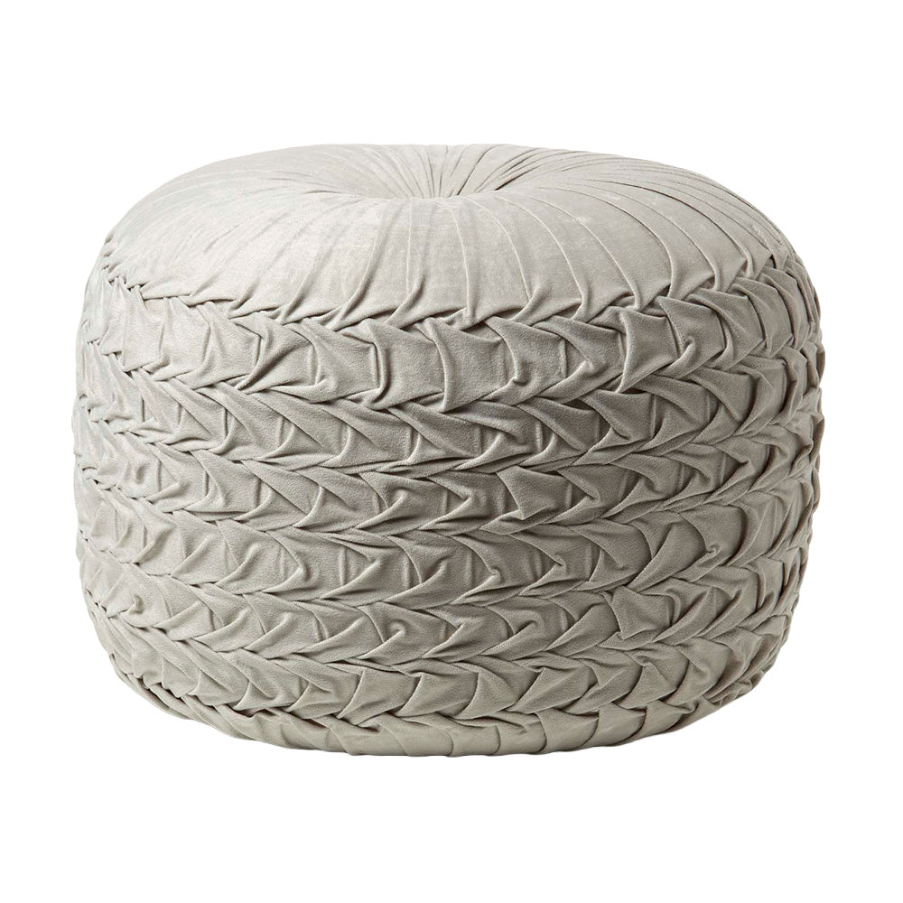 Grace Pleated Velvet Pouffe | 50cm x 35cm | Grey