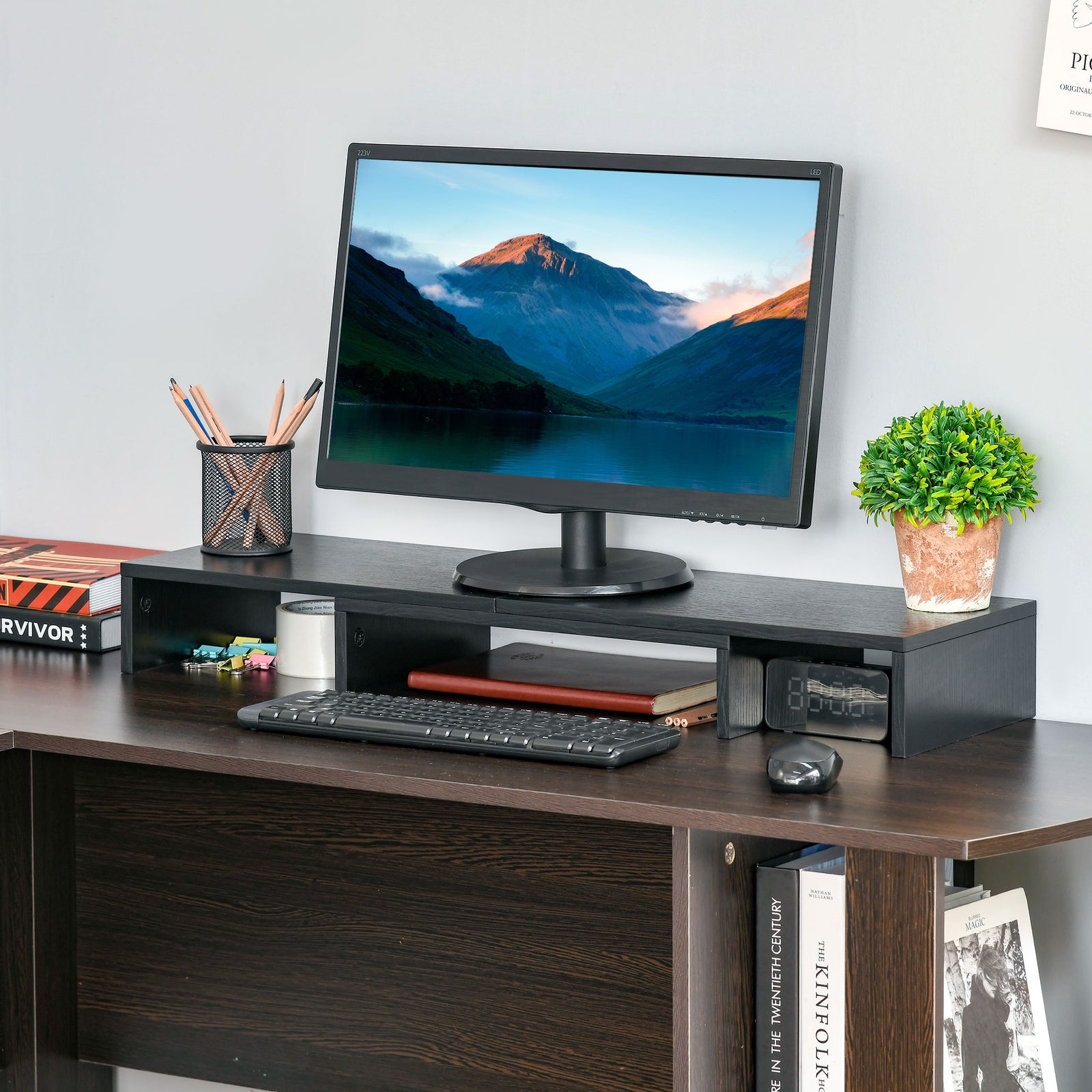 Monitor Stand Screen Riser Adjustable Length For Two Laptop