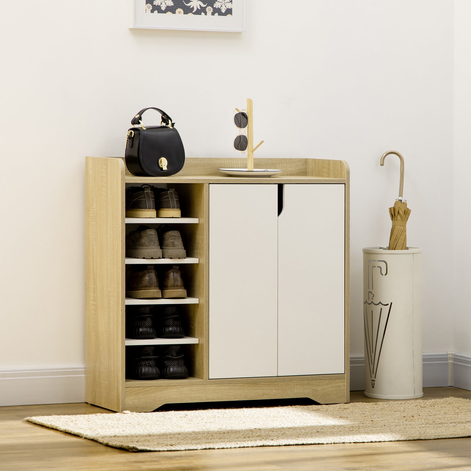 Shoe Cabinet Shoe Storage Organizer With Five Open Shelves