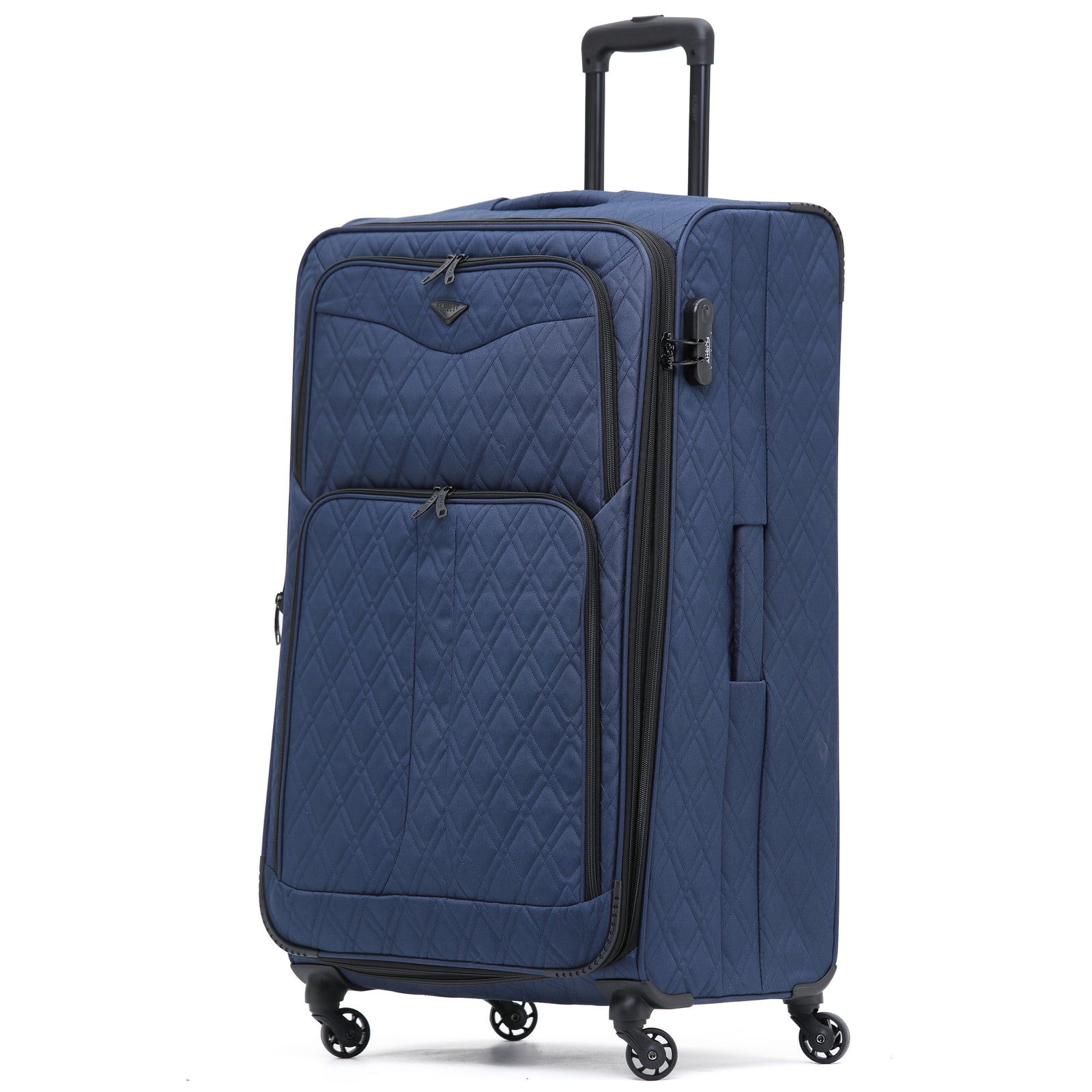 Large  29.5" Lightweight 4 Wheel 800d Soft Case Quilted Suitcases Set Of 3 Anti Crack - Cabin & Hold Luggage 100+ Airlines Approved | Large | Navy Blue