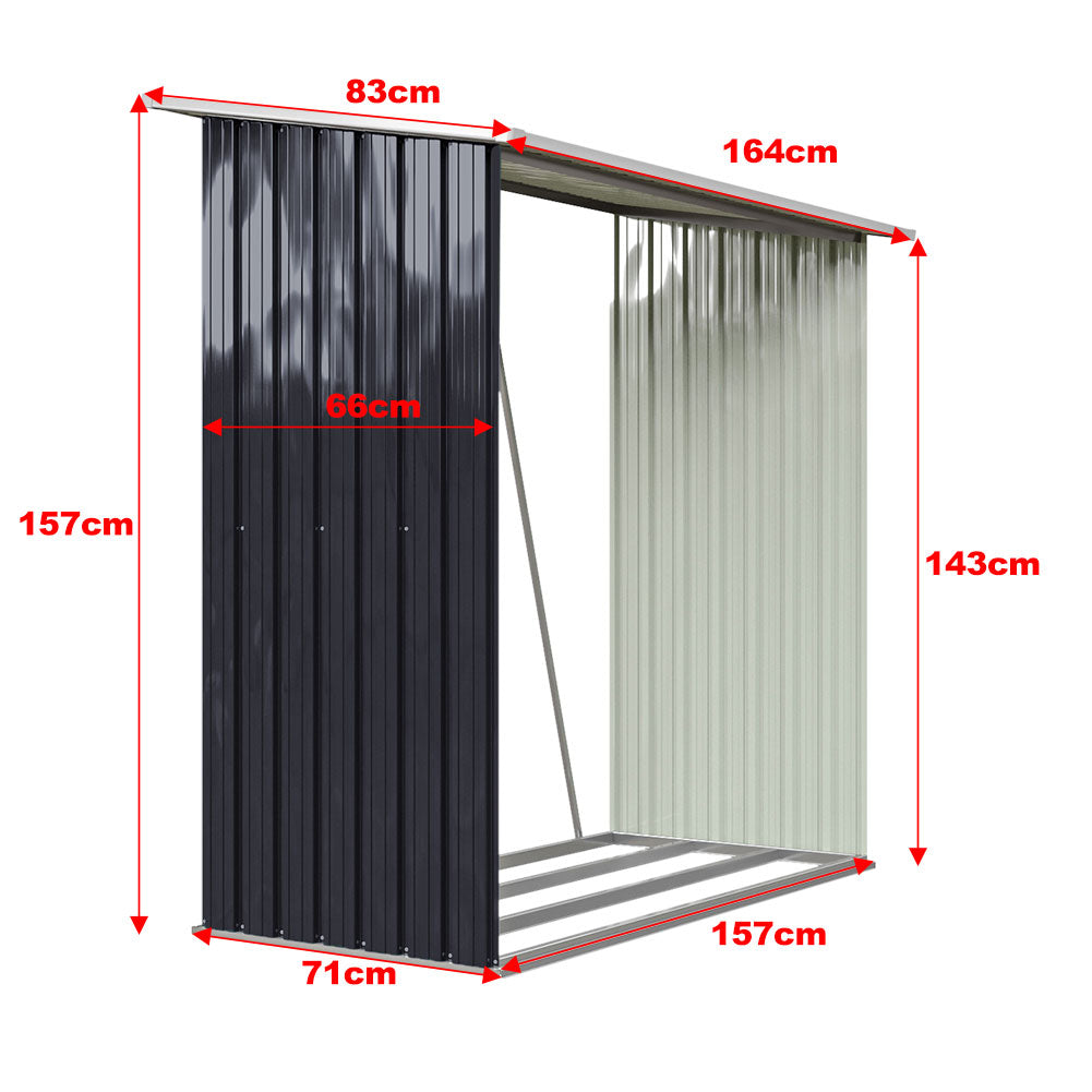 Garden Outdoor Metal Firewood Log Storage Shed | Black