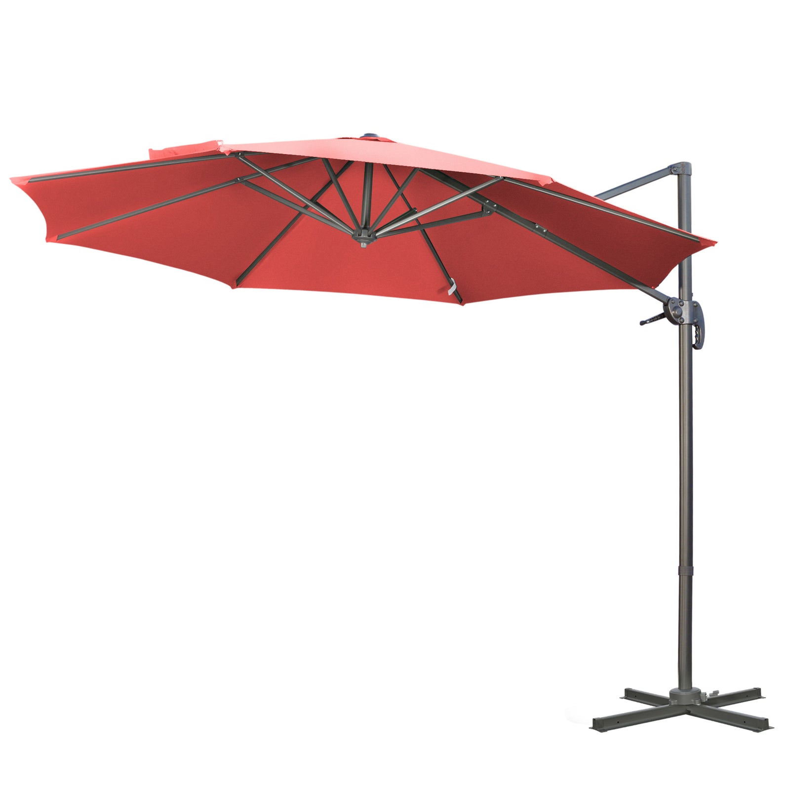 3x3m Cantilever Parasol W/ 360° Crank Handle Tilt | Red
