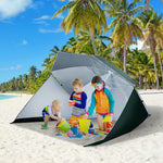 7-ft Beach Parasol With Side Panels | Dark Green