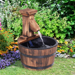 Wood Barrel Patio Water Fountain With Electric Pump