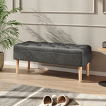 Velvet Storage Bench With Rubber Wooden Leg
