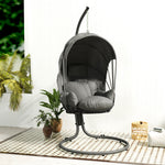 Hanging Egg Chair W/ Stand Retractable Canopy, Grey