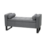 Grey Linen Storage Bench – Upholstered Entryway Seat With Hidden Storage, 128 X 51 X 60 Cm