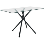 Modern Miami Rectangle Glass Dining Table With Starburst Black Legs | Black