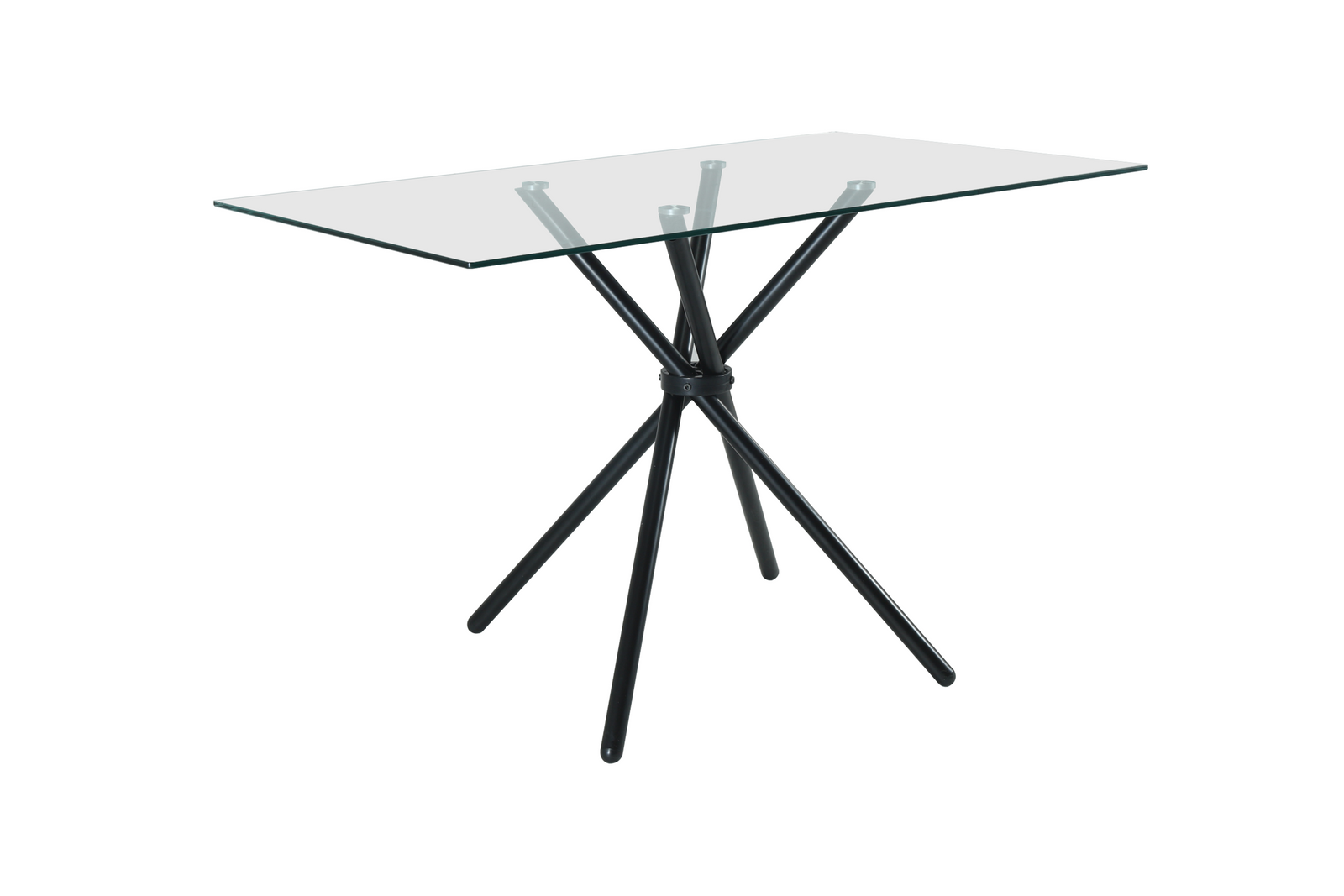 Modern Miami Rectangle Glass Dining Table With Starburst Black Legs | Black