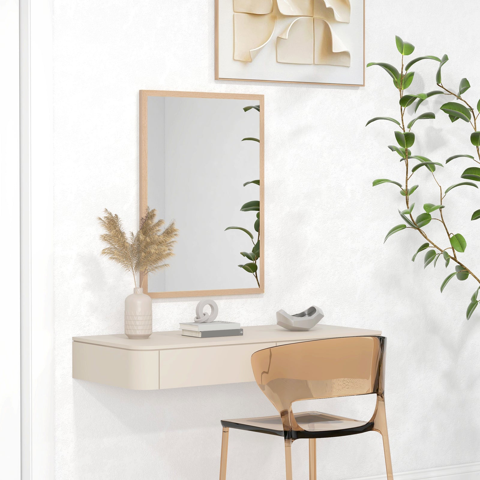 70x50cm Wall Bathroom Mirror For Home Decor, Vanity Mirror | Natural