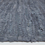 Recycled Leather Handwoven Stripe Rug | 120cm x 180cm | Grey