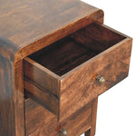 California Walnut Naya Bedside, 3 Drawers, Brown | Brown