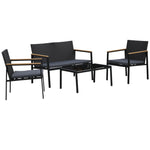 4 Pcs Pe Rattan Furniture Set W/ Cushions Table