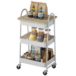 Rolling Utility Cart With Mesh Baskets For Kitchen | White