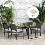 Set Of 4 Outdoor Seat Cushion With Ties, For Patio Furniture | Beige