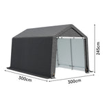 10x10ft Galvanized Steel Storage Shed  Outdoor Metal Garden Tool Shed  Waterproof Utility Storage | Medium | Dark Grey