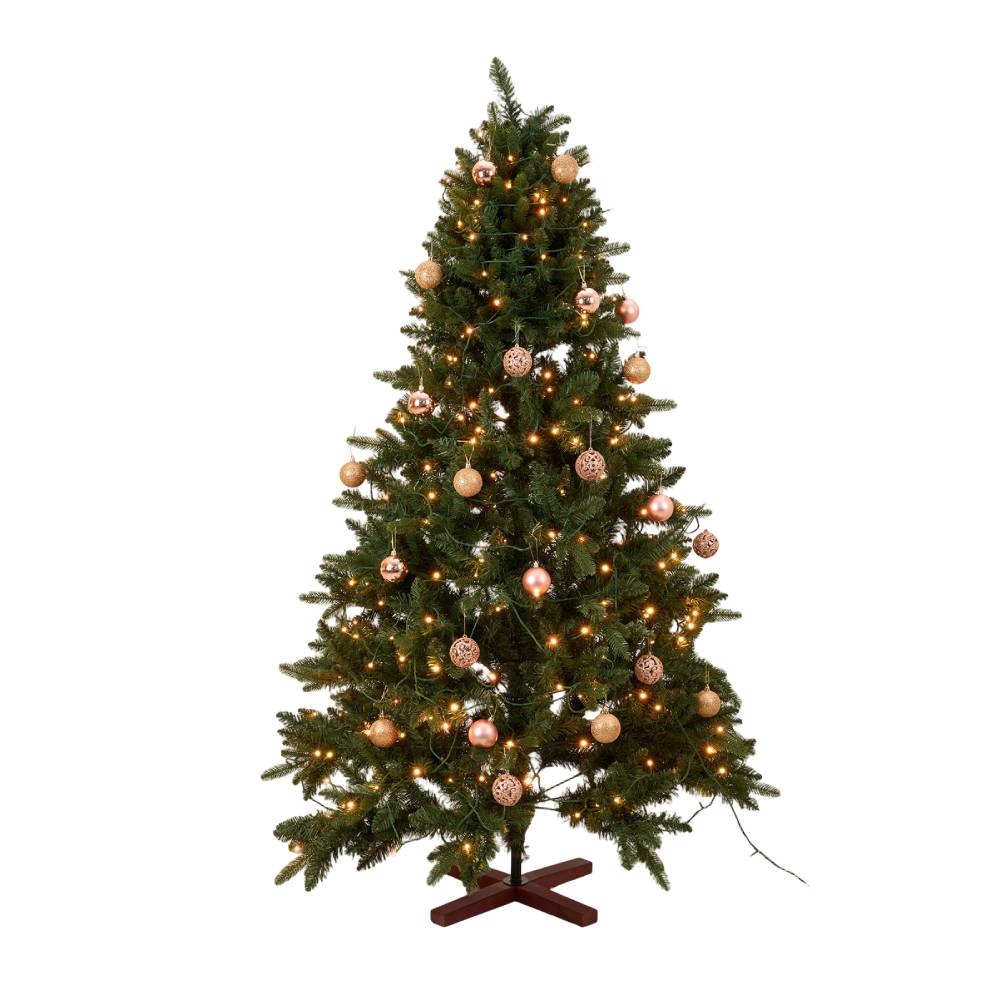Artificial Christmas Tree With Rgb Lights & Wood Stand