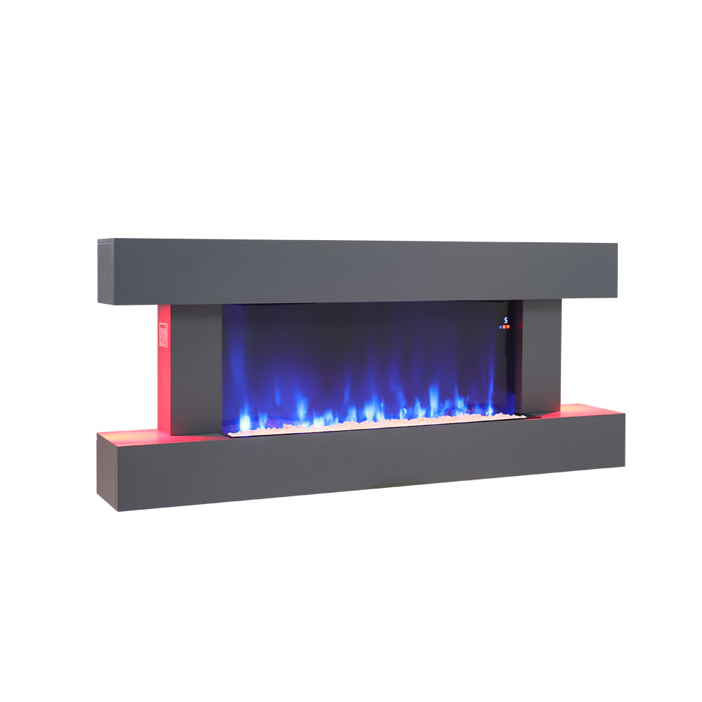 52-inch Electric Fireplace Suite With Matte Black Led Surround, 7 Flame Colors, Wifi Remote Control