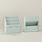 Kids Bookcase W/ 3 Tier Shelves, Drawer, For Bedroom, Nursery | Green