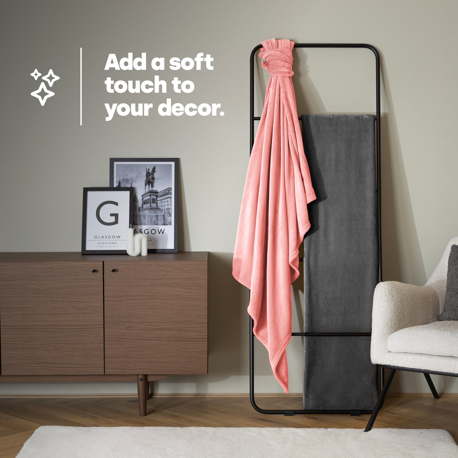 Single Fleece Blanket - Blush