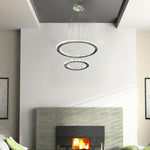 HOMCOM Led Dimmable Chandelier With 2 Crystal Rings Flexible Cable