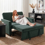 2 Seater Sofa Bed, 3-in-1 Velvet Pull Out Sleeper Sofa | Dark Green