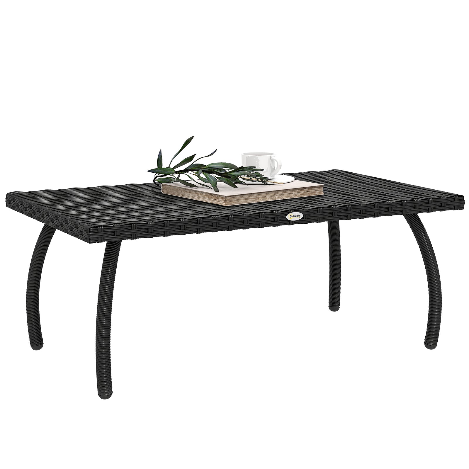 90 Cm Rattan Garden Coffee Table Wicker Outdoor Table Furniture | Black