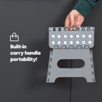 Compact Folding Step Stool With Non-slip Surface | Grey