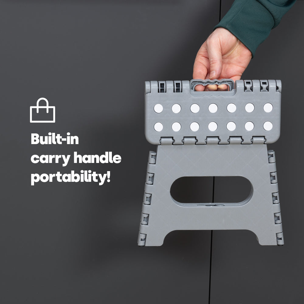 Compact Folding Step Stool With Non-slip Surface | Grey