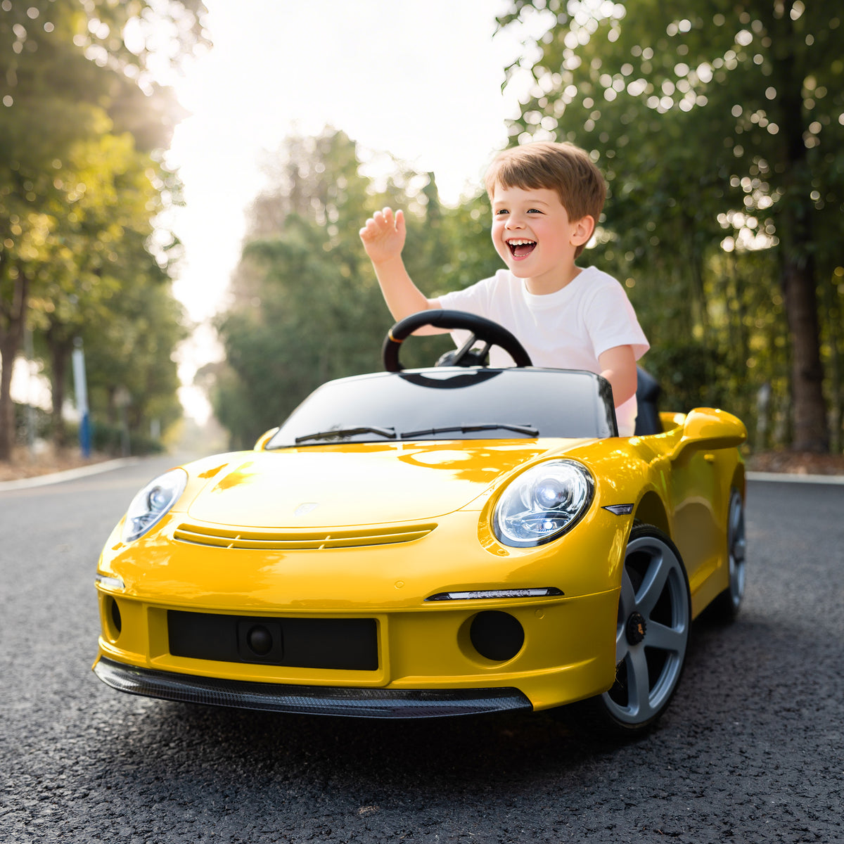 AIYAPLAY Electric Car For Kids 12v Licensed Ruf Gt For 3-5 Years