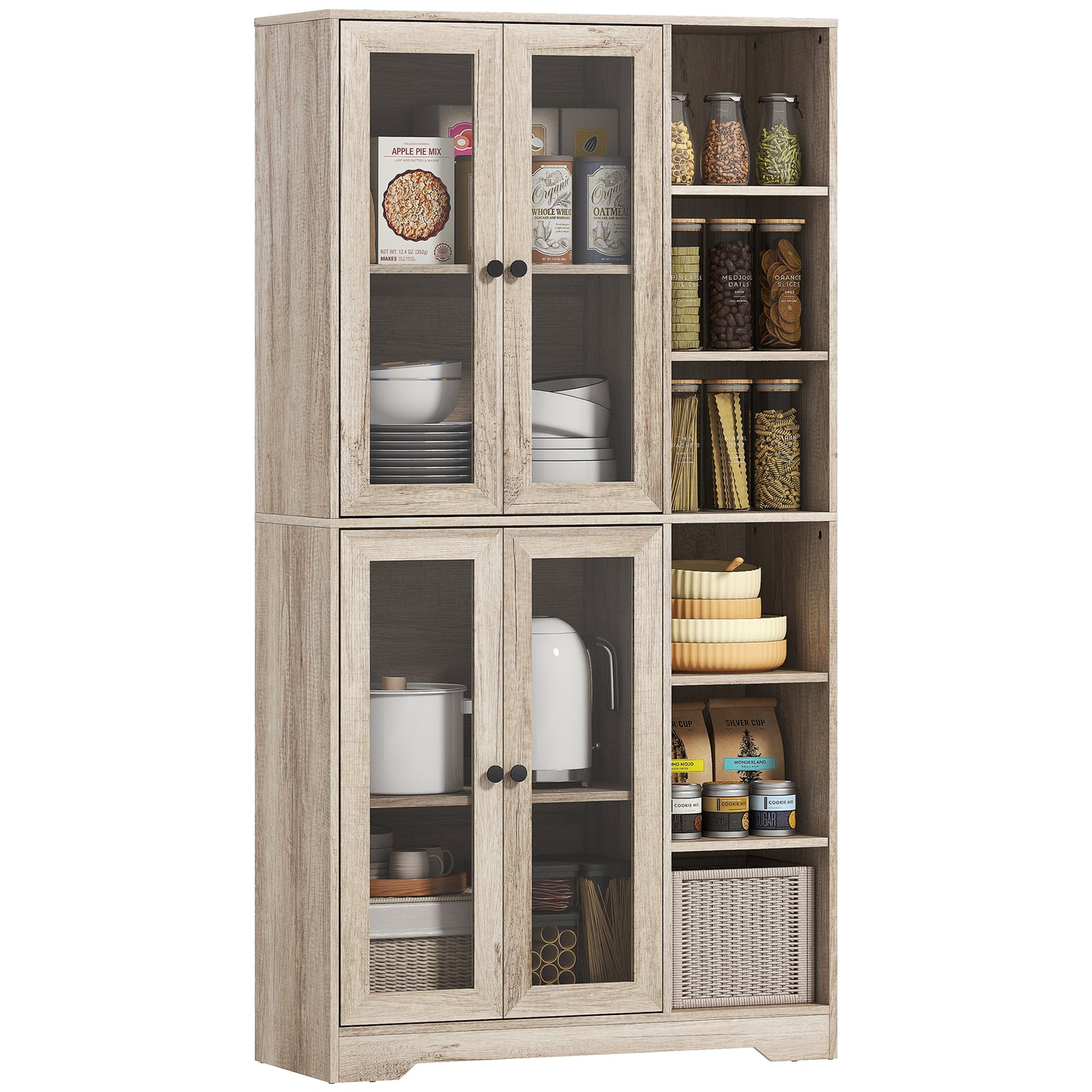 172cm Tall Kitchen Cupboard, Pantry Storage Cabinet | Light Grey