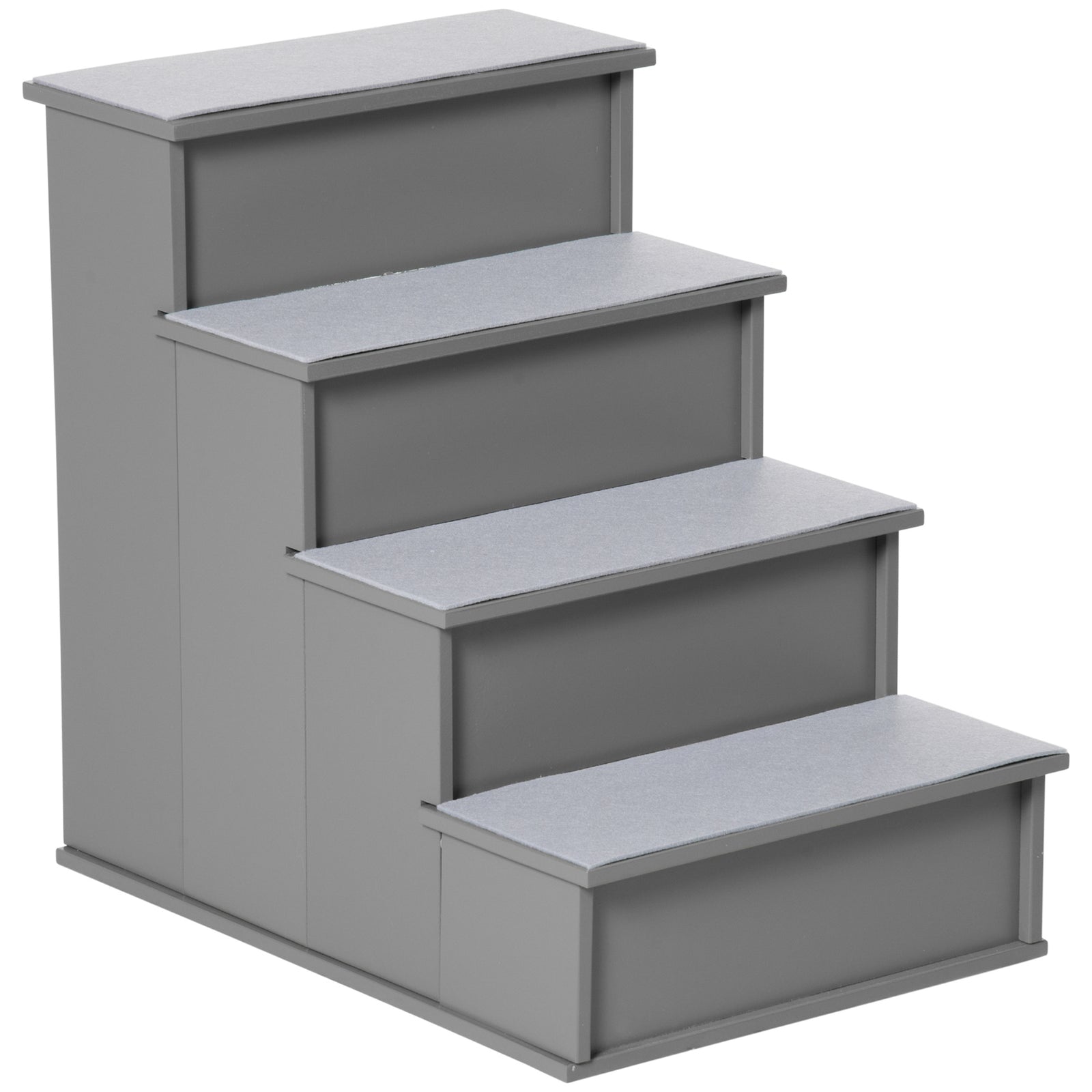 4 Step Wooden Dog Steps Pet Stairs Cat Ladder For Bed Couch | Gray