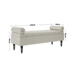 Linen Upholstered Storage Ottoman Bench With Pillowed Armrests – Hidden Compartment, 126cm W