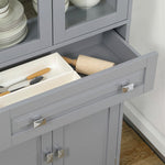 HOMCOM Kitchen Cupboard Storage Cabinet Adjustable Shelves, Glass Door Grey