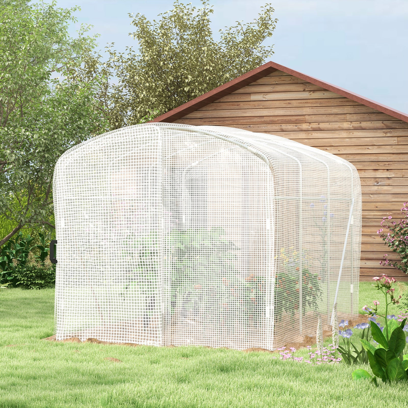 Walk-in Polytunnel Greenhouse W/ Pe Cover 3x2x2m