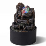 Spector Tabletop Water Fountain With Rotating Glass Ball  Resin Grey Brown