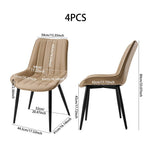 Set Of 2/4 Pu Leather Dining Chairs – Quilted Light Brown Upholstery, Wooden Frame, Metal Legs | Set of 4 | Light Brown