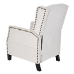 Fabric Upholstered Sofa Pushback Reclining Chair Armchair With Footstool | White